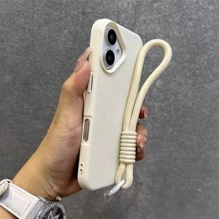 [Có dây buộc] Ốp điện thoại TPU mềm bằng da màu trơn cho iPhone 11 12 13 14 15 16 Pro Max Plus XR XS Max Vỏ chống sốc
