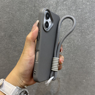 [Có dây buộc] Ốp điện thoại TPU mềm bằng da màu trơn cho iPhone 11 12 13 14 15 16 Pro Max Plus XR XS Max Vỏ chống sốc