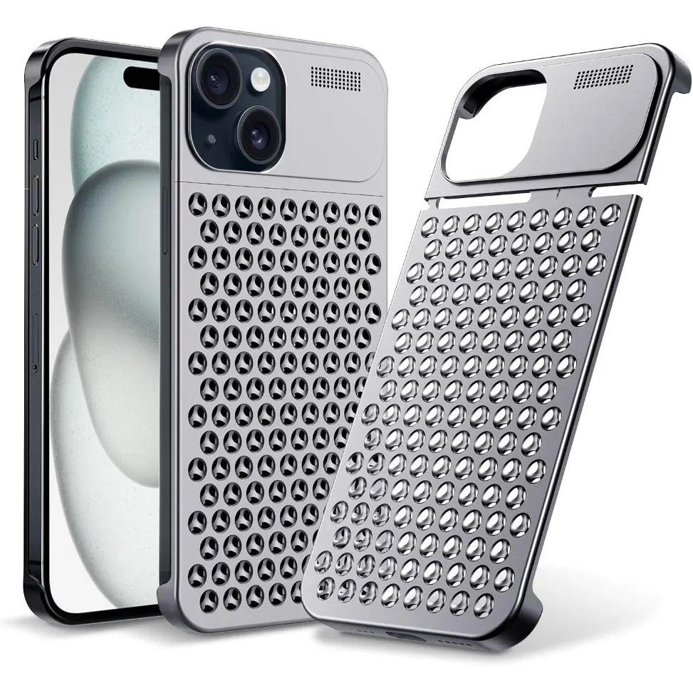 Dành Cho iPhone 17 16 15 14 Plus 13 12 Pro Max Nhôm Không Vành Kim Loại Hương Liệu Ốp Lưng Tản Nhiệt Chống Trầy Xước Chống Sốc Slim Cover