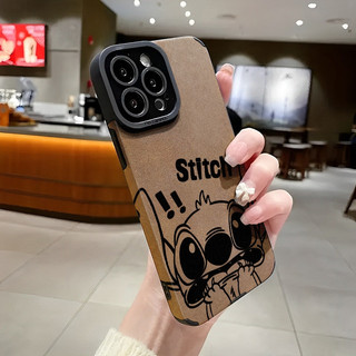 Ốp lưng cho iPhone 16 15 14 13 12 11 X XR XS Max thời trang retro da hài hước dòng phim kinh dị bìa Stitch