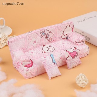 [ToyFeb] Bộ ghế sofa vải hoa nhỏ nội thất kèm 2 phụ kiện búp bê {vn}