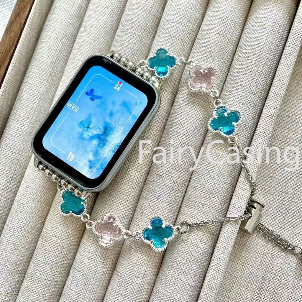 Mùa Hè Cỏ Ba Lá Hạt Vòng Tay Đồng Hồ Ban Nhạc Xiaomi 10 9 8 7 6 5 4 3 Pro Dây Đeo Tay Cho Ban Nhạc 9 8 Hoạt Động Vòng Tay Dây Đeo