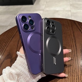 Dành Cho Từ Tính Sạc Không Dây Matte Mềm Silicon Dành Cho iPhone 14 13 12 11 Pro Max Có Ống Kính Kính Chống Sốc