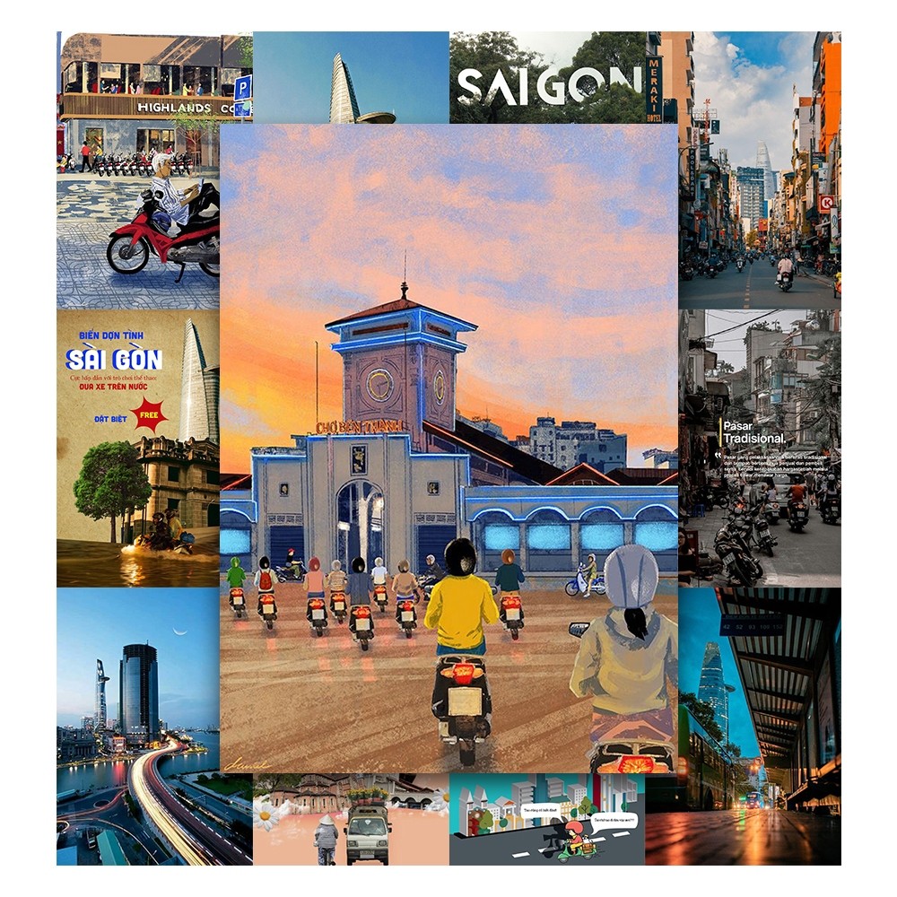 [DECAL] A5 In Màu - Set 50 Tờ Poster Giấy Dán Tường - HÌNH POSTER TP HỒ CHÍ MÌNH - SÀI GÒN - Decor Trang Trí Nhà