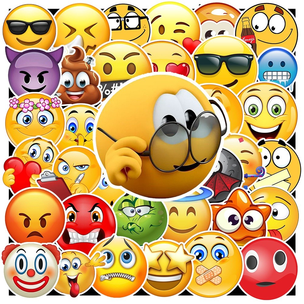 50 Sticker Emoji chống nước sticker dán laptop, điện thoại, đàn guitar, mũ bảo hiểm, vali