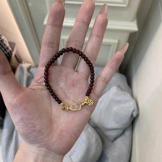 Vòng Tay Giàu Có Garnet Ice Bầu Trong Suốt Vòng Tay Nữ Đính Hạt May Mắn Mới Phong Cách Trung Hoa Phong Cách Retro Cung Điện Phong Cách