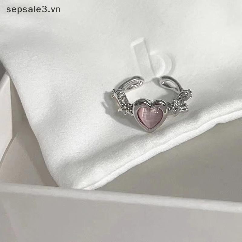 # sepsale # Nhẫn Trái Tim Thời Trang Mắt Đào Trái Tim Nữ Có Thể Điều Chỉnh Nhẫn Thời Trang Tinh Tế Tiệc Cưới Món Quà Trang Sức.