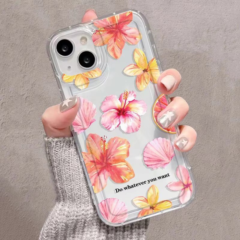 Ốp Lưng Cho iPhone 11 16 15 Pro Max 16e 14 11 12 13 15 Pro XR XS Max X 7 8 Plus SE2022 Họa Tiết Hoa Trong Suốt Vỏ TPU Mềm Chống Sốc