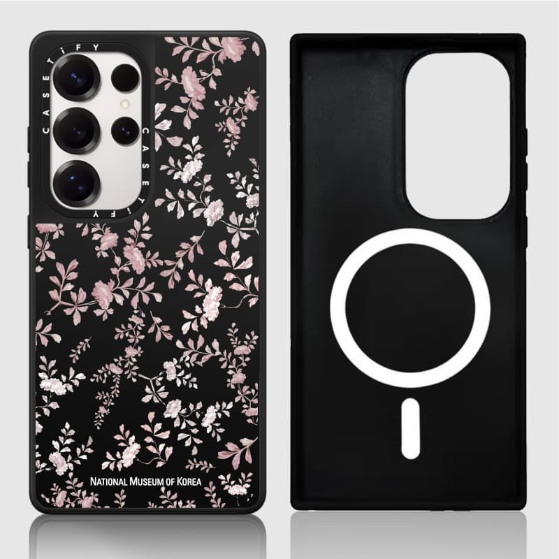 Casetify X Ốp lưng làm đẹp thẩm mỹ Matte Black & Sliver Mirror Vỏ hút từ tính Samsung Galaxy S23 S24 S25 Ultra Plus Mặt sau cứng có hộp khắc logo