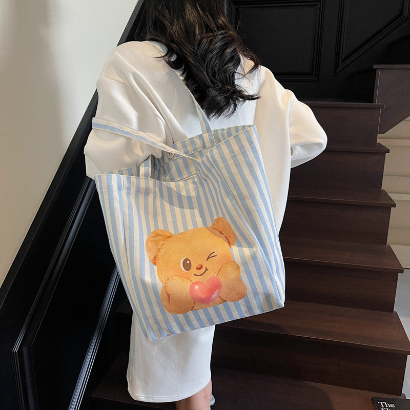 Túi tote kẻ sọc gấu bơ [Aria] Sản phẩm tùy chỉnh không chính thức
