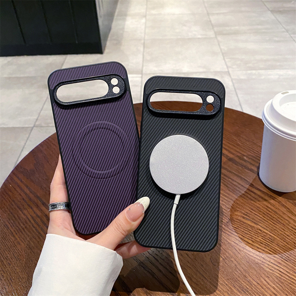 Dành Cho Google Pixel 9 Pro XL 9A Họa Tiết Sợi Carbon Từ Tính Ốp Lưng Điện Thoại Google Pixel 7 9 6 8 Pro XL 8A 7A 6A Pixel9 Pixel8 Pro Pixel9A Vỏ Da Bảo Vệ Chống Sốc