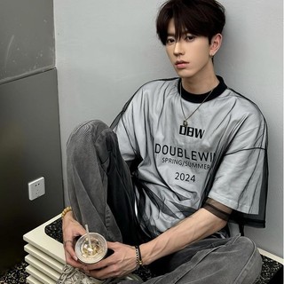 Áo thun nam GKSSS ngắn tay thương hiệu thời trang đường phố cao cấp Mỹ giả hai mảnh áo thun ngắn tay