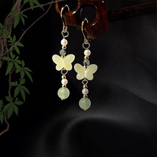 Bướm đính hạt tua rua bông tai phong cách cổ điển Trung Hoa, sang trọng cho phụ kiện hanfu