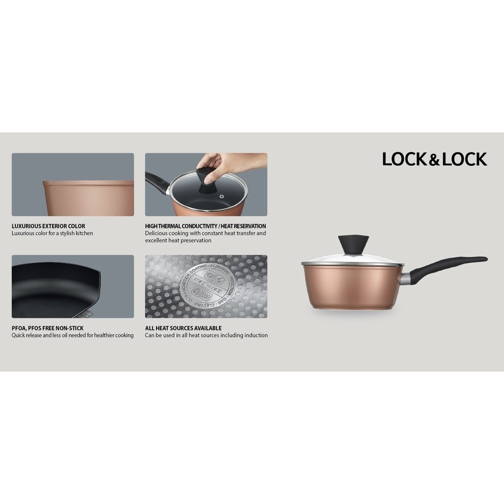 Nồi 1 tay cầm LocknLock Rose Gold 18CM Chính hãng CAS1804 - HAPOS LOF ...