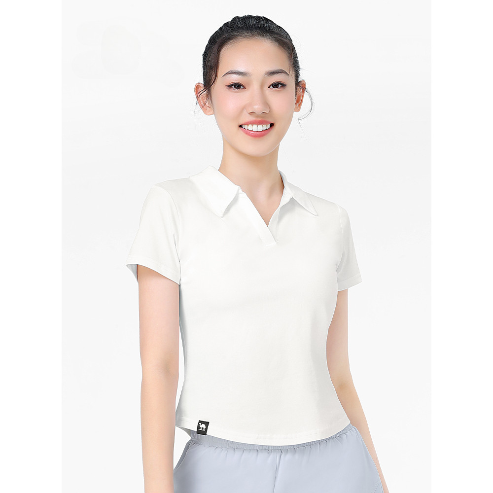 Ảnh Camel CROWN Áo Thun Nữ Ve Áo Ngắn Tay Thoáng Khí Nhanh Khô Mát Mỏng Thường Ngày Thể Thao Top 2