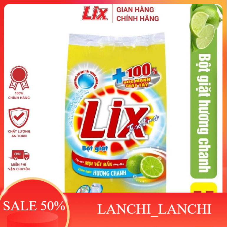 Túi 5.5Kg Bột giặt LIX extra hương chanh 5.5kg, hương nước hoa
