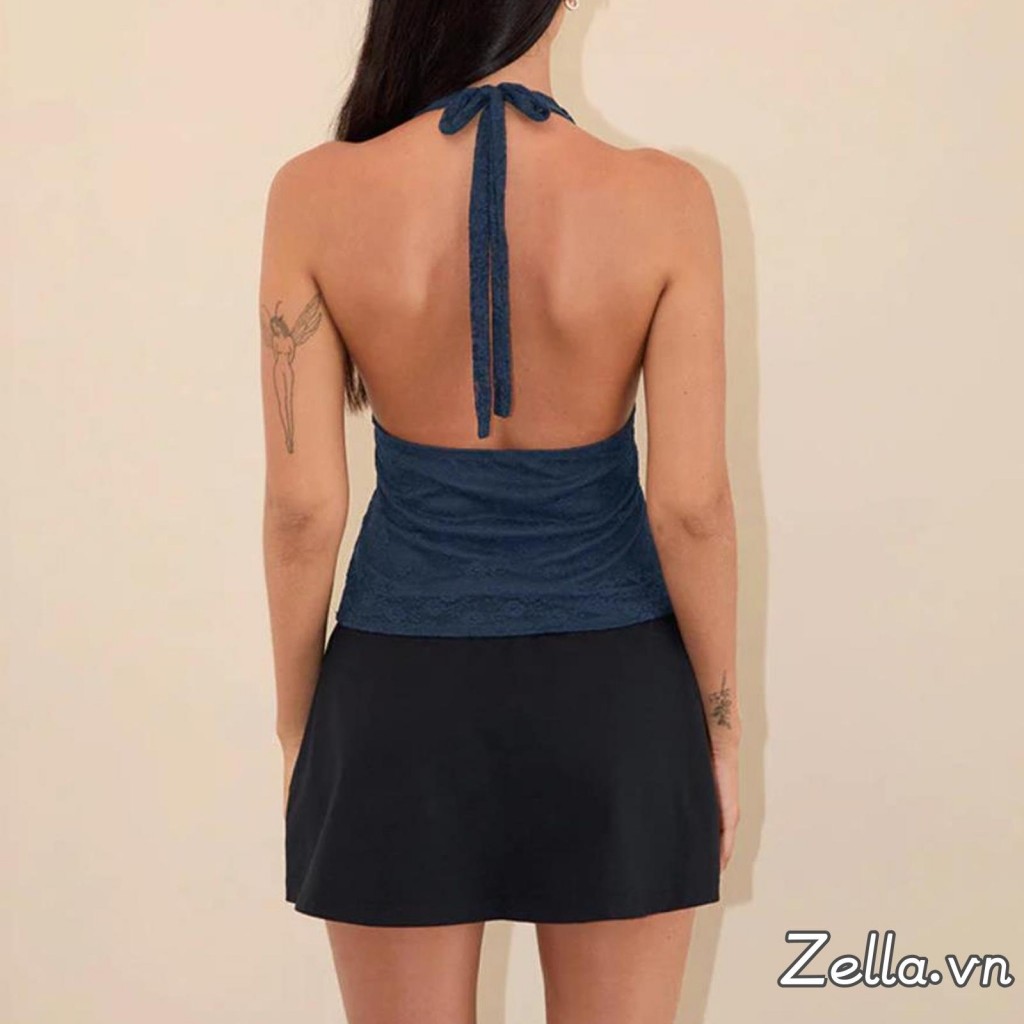 Áo ren nữ không tay cổ màu trơn Slim Fit Áo Vest mùa hè