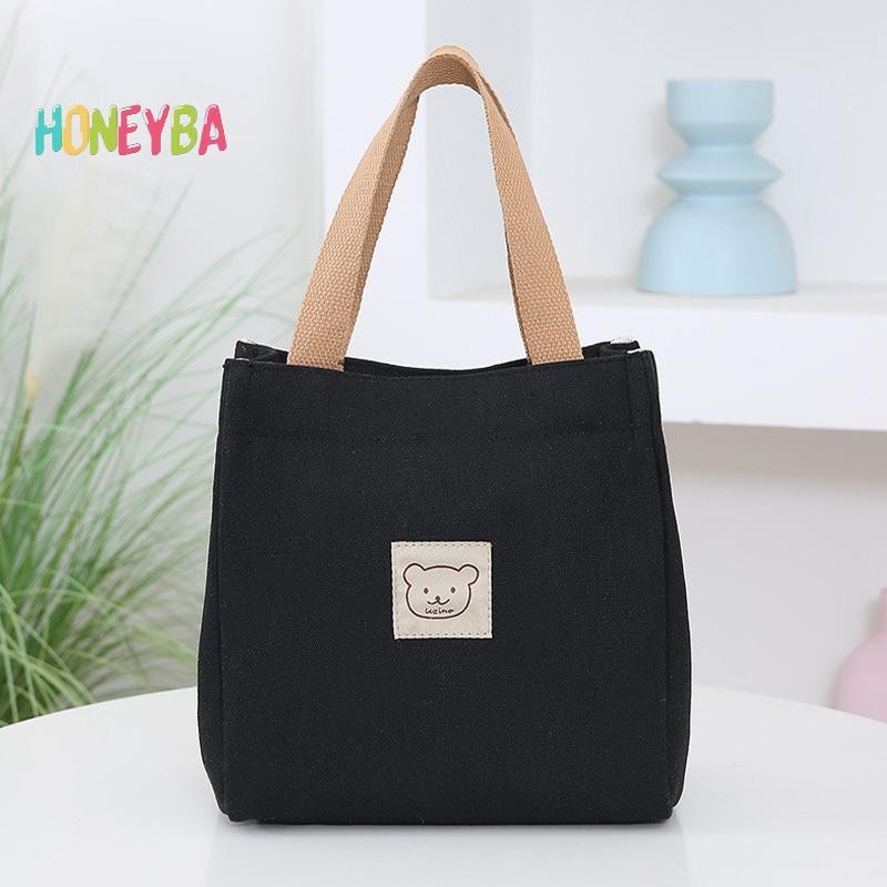 < Honeyba > Túi vải thời trang Túi xách Bento Hộp cơm trưa Túi vải nhỏ cầm tay
