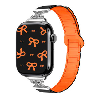 Bow shaped three silicone magnetic strap For Apple Watch Ultra 46/44/40/49/45/41/42/38/45mm iwatch Series Ultra/10/9/8/7/6/5/4/3/2/1