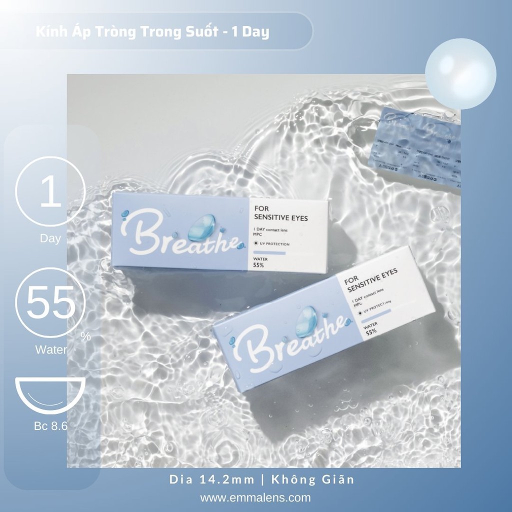 Lens Trong Suốt 1 ngày MPC Silicon Hydrogel Cấp Ẩm | Kính Áp Tròng 1 Day 24h Siêu Ẩm | Emma Lens