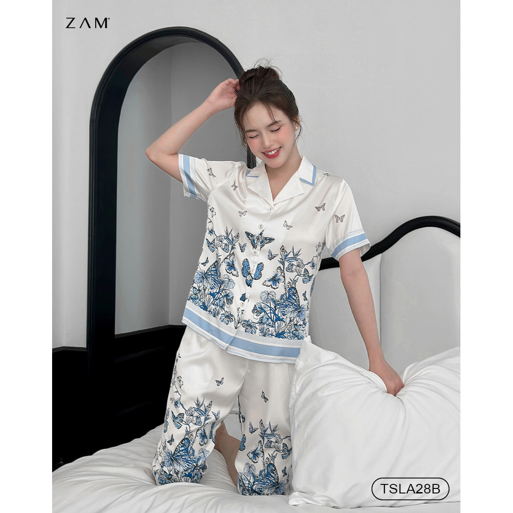 Ảnh BỘ MẶC NHÀ SHE BY ZAM - TSLA28B - BỘ NGẮN TAY QUẦN LỬNG SẮC XUÂN XANH 3