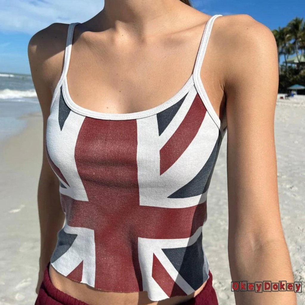 Okdk-áo Crop Slim Fit không tay lưng Spaghetti không tay dành cho nữ