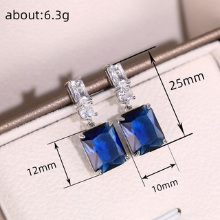 S925 Bạc Sapphire Bông Tai Thời Trang Đơn Giản Trang Sức Bông Tai Nữ Sinh Viên Nữ Bán Buôn Quà Tặng