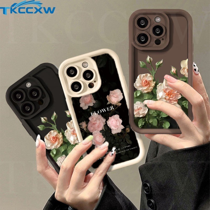 Tranh sơn dầu hoa hồng hoa chống sốc cho Samsung Galaxy S24 S23 S22 Ultra S23 S24 Plus S23 S21 S20 FE S24 + S23 + Vỏ mềm mắt thiên thần dễ thương
