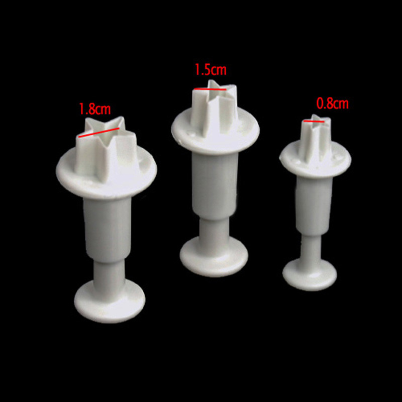 Gcdhome 3X STAR Cookie Cắt Piston Fondant Sugarcraft Dán Decorag Tool HOT