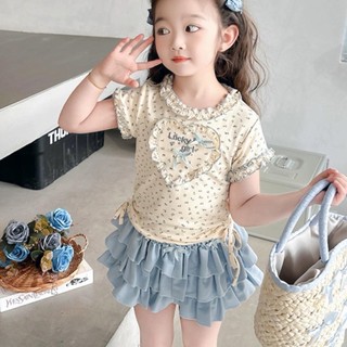 S45- Set áo gân trái tim phối chân váy tầng size từ 8-30Kg