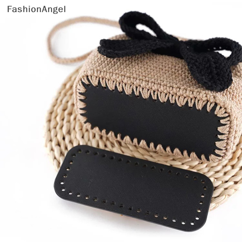 FashionAngel 8 * 20cm Handmade Hình Bầu Dục Đáy Cho Túi Dệt Kim Da Chống Mài Mòn Phụ Kiện Đáy Có Lỗ DIY Móc Túi Đáy TH