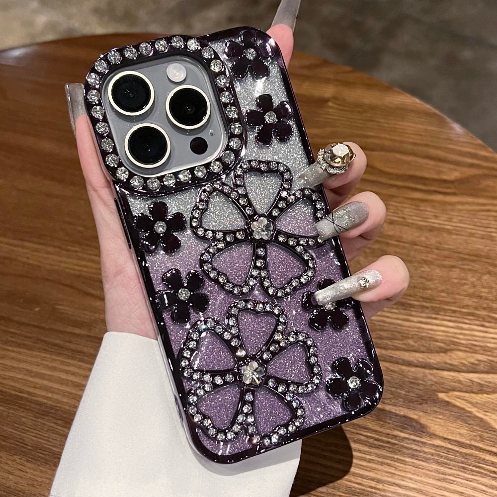 Lấp Lánh Kim Cương 3D Hoa Ốp Lưng Điện Thoại iphone15 Pro Max 14 13 12 11 Vỏ Cho iPhone Vỏ Mềm TPU Silicon Vỏ Bảo Vệ Toàn Diện Chống Sốc