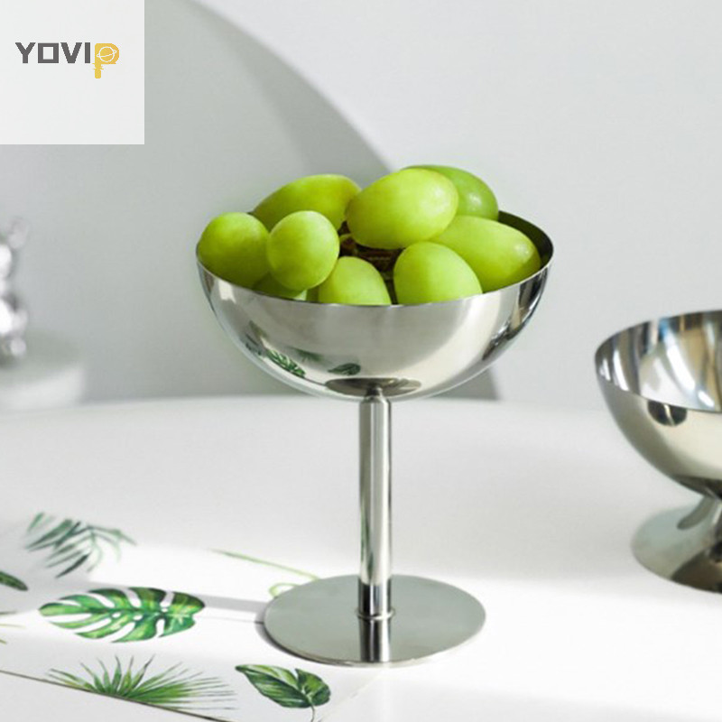 Yovip 2023 Cốc Inox Mới Cốc Kem Món Tráng Miệng Salad Đĩa Trái Cây Ăn Nhẹ Đĩa KTV Thanh Tiếp Liệu VN
