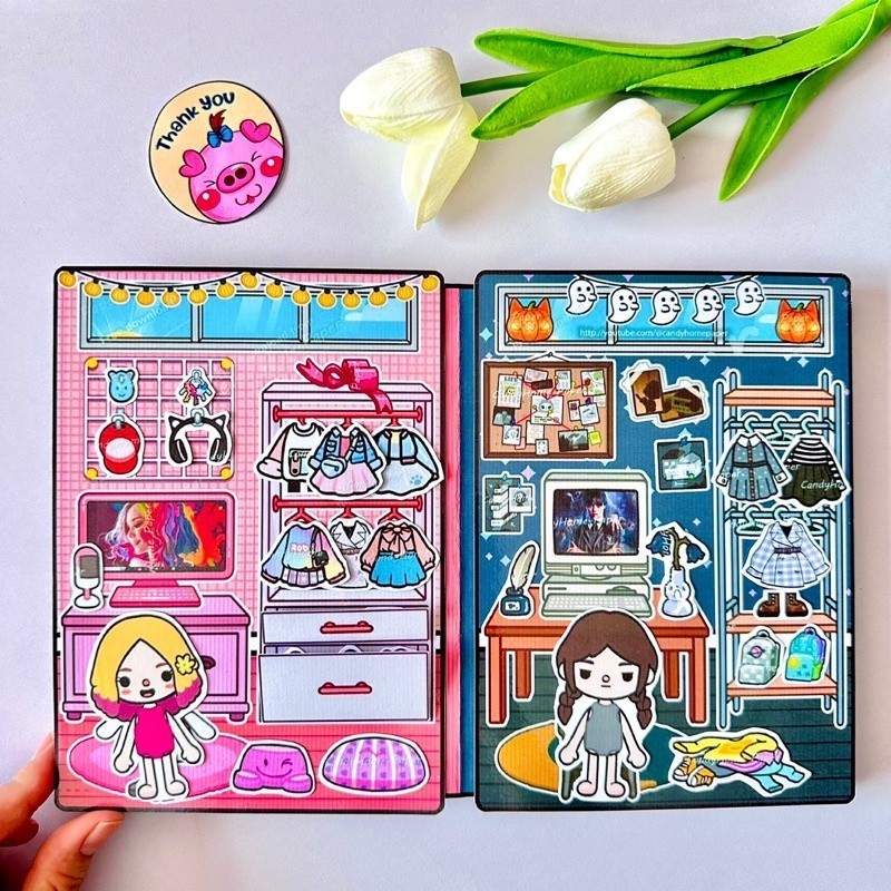 Cuốn Sách Toca Boca Boca Thứ Tư Và Einide sách yên tĩnh bộ đồ chơi làm búp bê nhà ngôi nhà bằng giấy bóc dán toca boca
