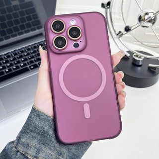 Vỏ bảo vệ mờ mỏng bảo vệ toàn diện Vỏ từ tính màu hồng 15 Pro max cho iPhone14 13 12 11 Pro max 14plus 15plus có màng bảo vệ camera Vỏ cứng mờ