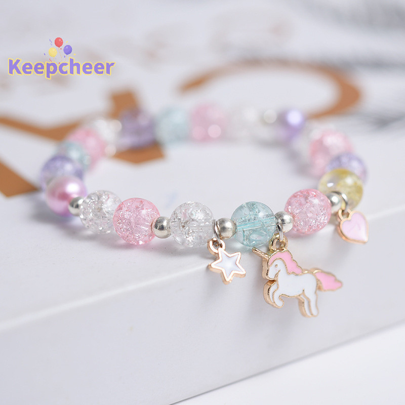 [Keepcheer] Vòng tay hạt bỏng ngô dễ thương Vòng tay thủy tinh tình bạn dành cho bé gái Mặt dây chuyền Vòng tay Phụ kiện trang sức [Mới]