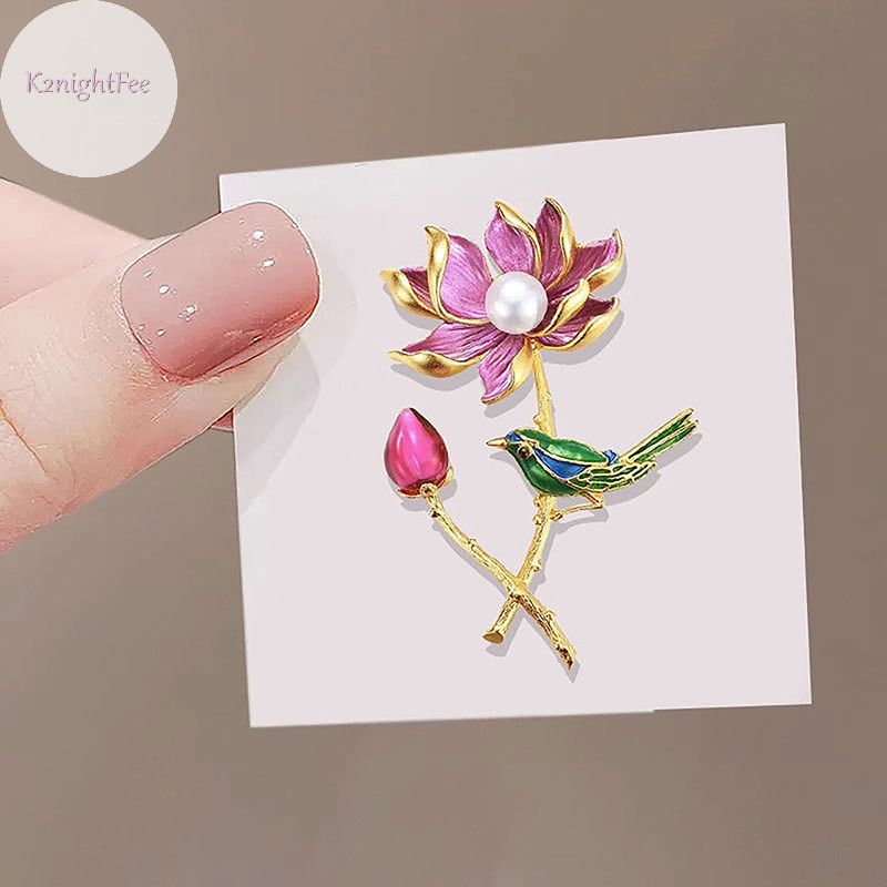K2nightfee Tinh Tế Mới Magpie Sen Trâm Dành Cho Nữ Áo Chân Huy Hiệu Vintage Pha Lê Hoa Xòe Váy Cô Dâu Tiệc Cưới Trang Sức Quà Tặng VN