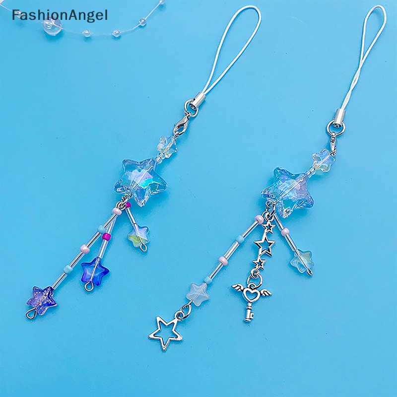 FashionAngel Ngôi Sao Ngọt Ngào Nơ Điện Thoại Ch Mặt Dây Chuyền Dễ Thương Đính Hạt Handmade Móc Khóa Dành Cho Nữ Bé Gái Túi Thời Trang Trang Trang Trí Quà Tặng TH