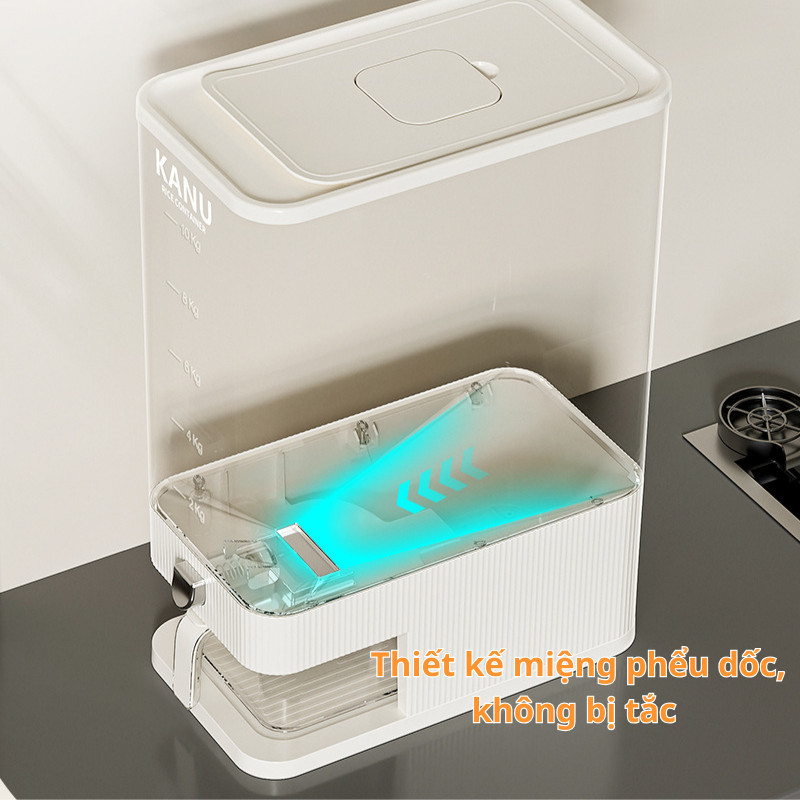 Thùng Đựng Gạo Thông Minh Lấy Gạo Tự Động chất liệu nhựa PET cao cấp không mùi an toàn cho sức khỏe