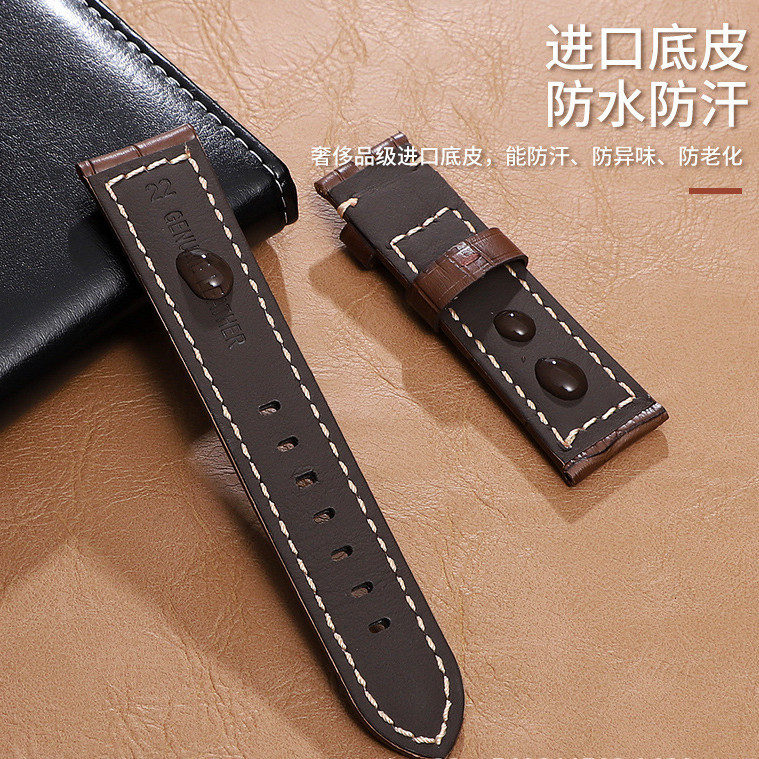 Hoa Văn Tre Da Thật Chính Hãng Dây Đeo Đồng Hồ 20 Mm 22 Mm 24 Mm 26 Mm Da Đồng Hồ Cho Panerai Vòng Tay Nam Nữ Vòng Tay Cổ Điển