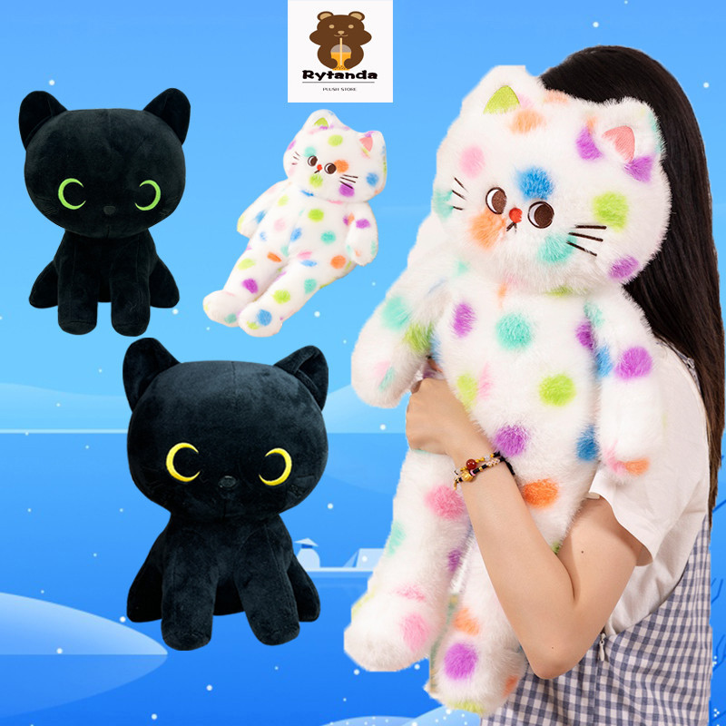 Rytanda Mèo Đồ Chơi Sang Trọng Gấu Bông Dễ Thương Chấm Bi Mèo Gối Mèo Đen Búp Bê Đầy Động Vật Quà Tặng Mềm Cho Sinh Nhật Trẻ Em, Bạn Gái Quà Tặng Giáng Sinh