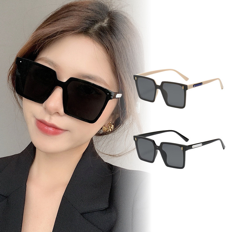 [Yunyuan] Kính râm nhựa tổng hợp toàn khung, Kính râm làm móng tay gạo hợp thời trang, Kính đôi chống tia cực tím, Kính đôi nam và nữ, Kính râm vuông khung lớn một mảnh được cá nhân hóa