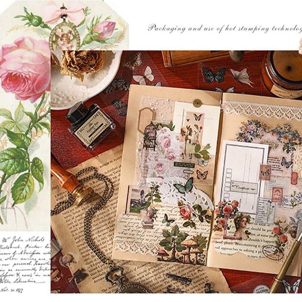 GETVOW DIY Sổ Tay Dán, Chất Liệu PET Thêu Sò Vintage Hộp Quà Tặng Dán, Hoạt Hình Chất Lượng Cao Văn Phòng Phẩm Hoạt Hình Dán Trang Trí