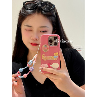 Cô Gái Ngọt Ngào Dễ Thương Họa Tiết Con Mèo Hoa Hồng Hồng Dây Xích Ốp Lưng Điện Thoại iPhone 14Promax 12 13 15 16 Pro Max 11 Chống Sốc Silicon Mềm Vỏ Di Động