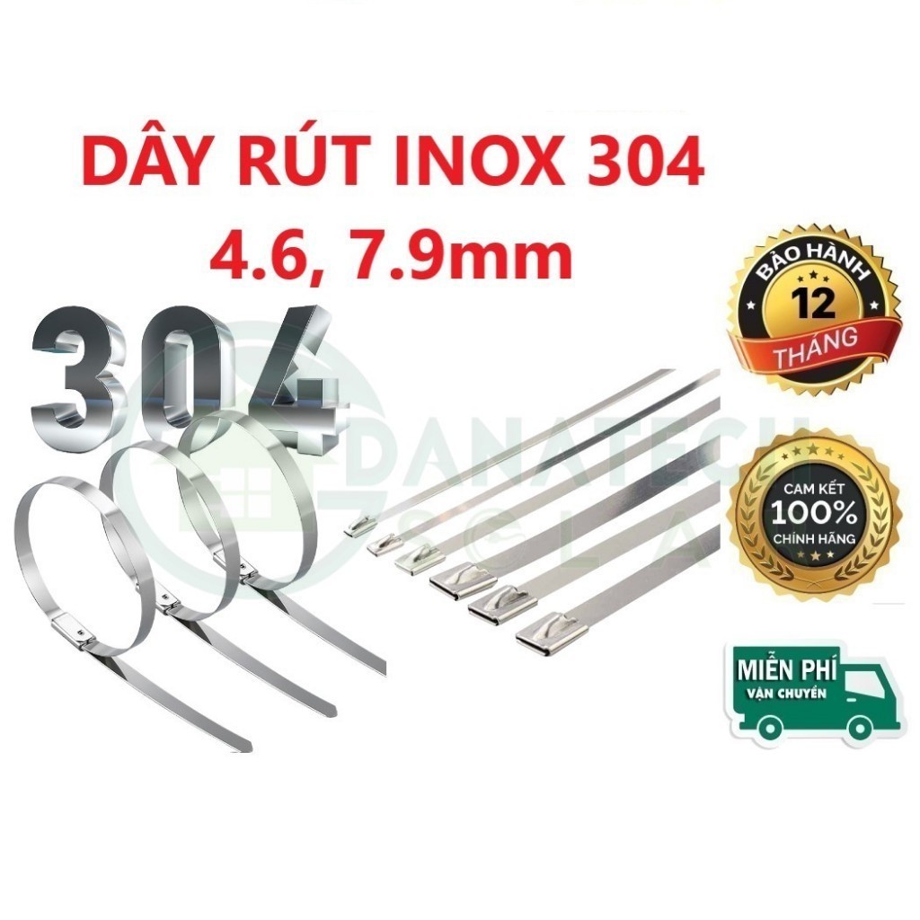 COMBO 10, Dây rút inox 304 rộng 7.9mm 4.6mmdài 150 đến 800mm chống ăn ...