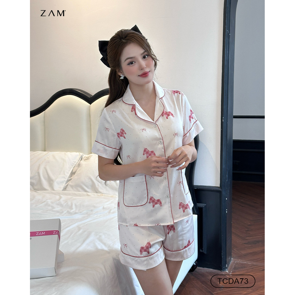 Ảnh BỘ MẶC NHÀ ZAM - TCDA73 - BỘ NGẮN TAY QUẦN ĐÙI NGỰA CHẤM BI HỒNG 4