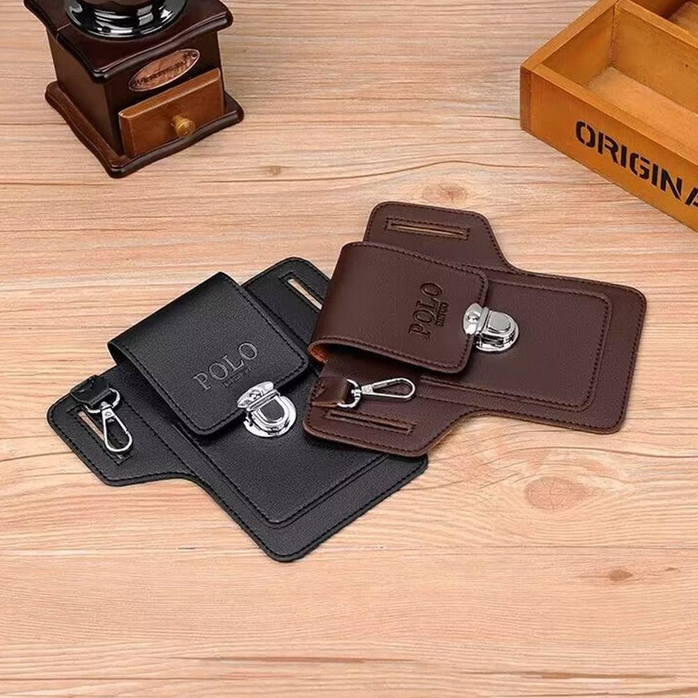 BORAGETE túi thắt lưng da PU màu trơn, di động, thể thao ngoài trời, đa chức năng