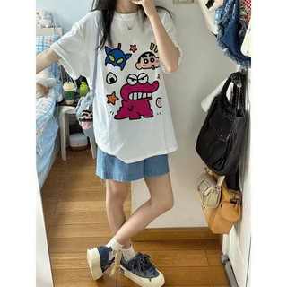 Áo Thun, Áo Phông Nam Nữ form rộng họa tiết hoạt hình shin cute