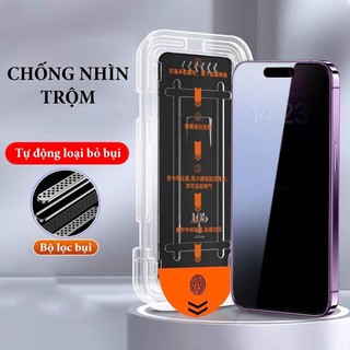 Kính cường lực Tự hút bụi, Chống nhìn trộm, Khung tự dán cho iphone 11 12 13 14 15promax 16 plus X Xr Xs max promax