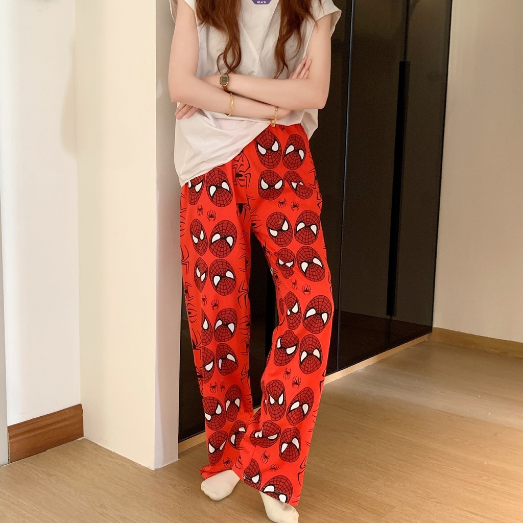 Phiên bản Hàn Quốc của phim hoạt hình Người nhện Pyjama Quần nữ xuân hè dáng rộng tại nhà Quần ngủ giải trí [BL]